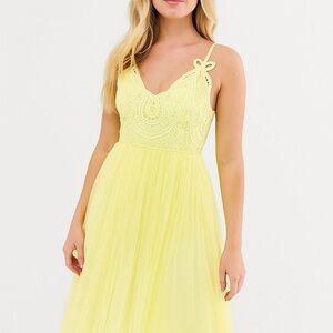 ASOS Sunny Yellow Lace Midi Dress